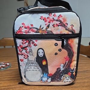 Anime Spirited Away Character Lunch Bag with Cherry Blossom Design